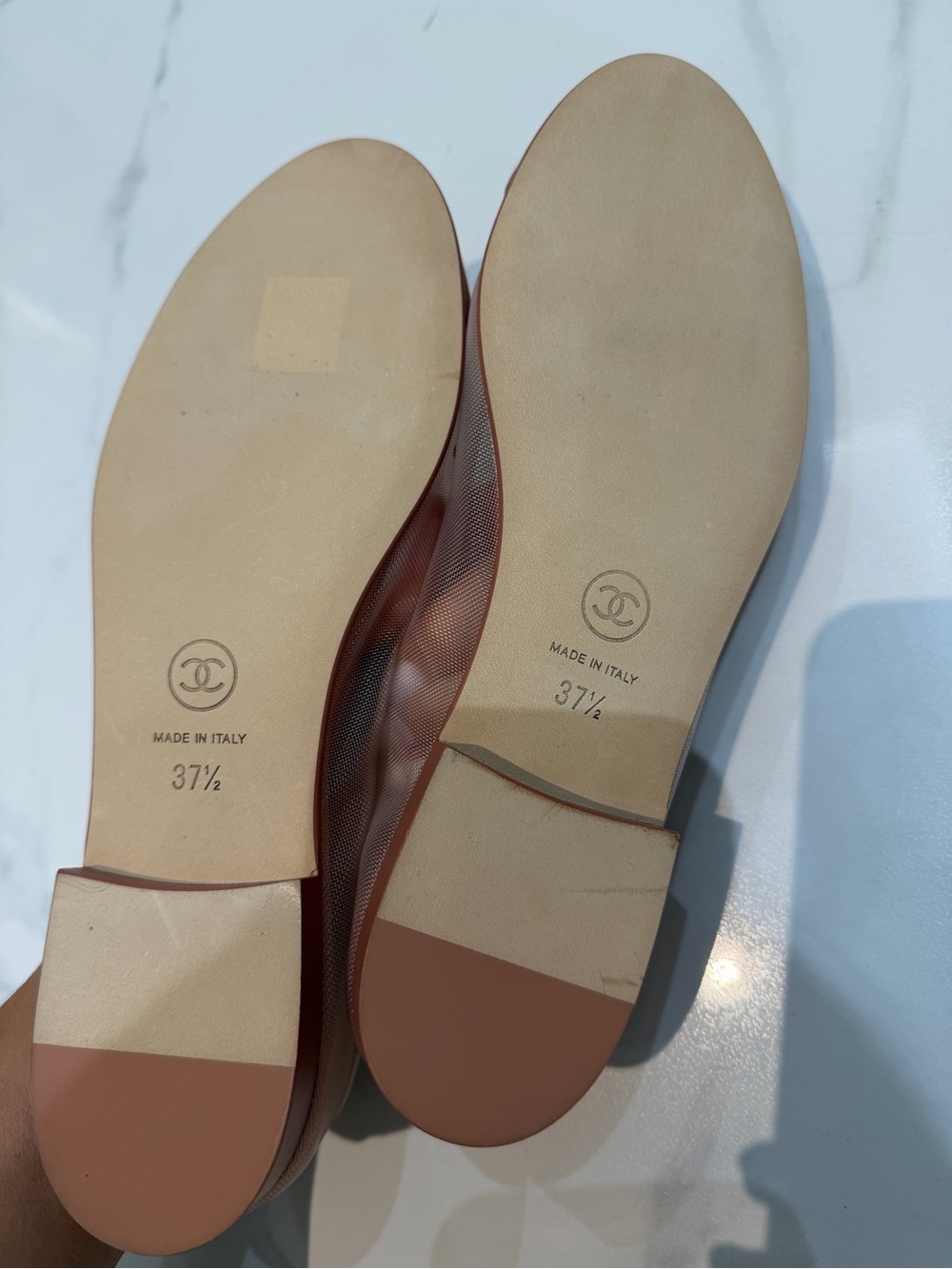 CHANEL Blush Pink Cap-Toe Ballet Flats with Bow - Picture 5 of 5
